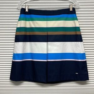 Tommy Hilfiger NWT Blue Multi Stripe Front Pleat Mini Skirt Size 6
